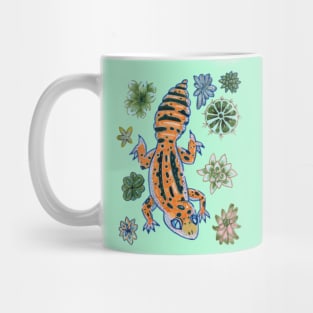 Yellow Leopard Gecko and Succulent Plants Mug